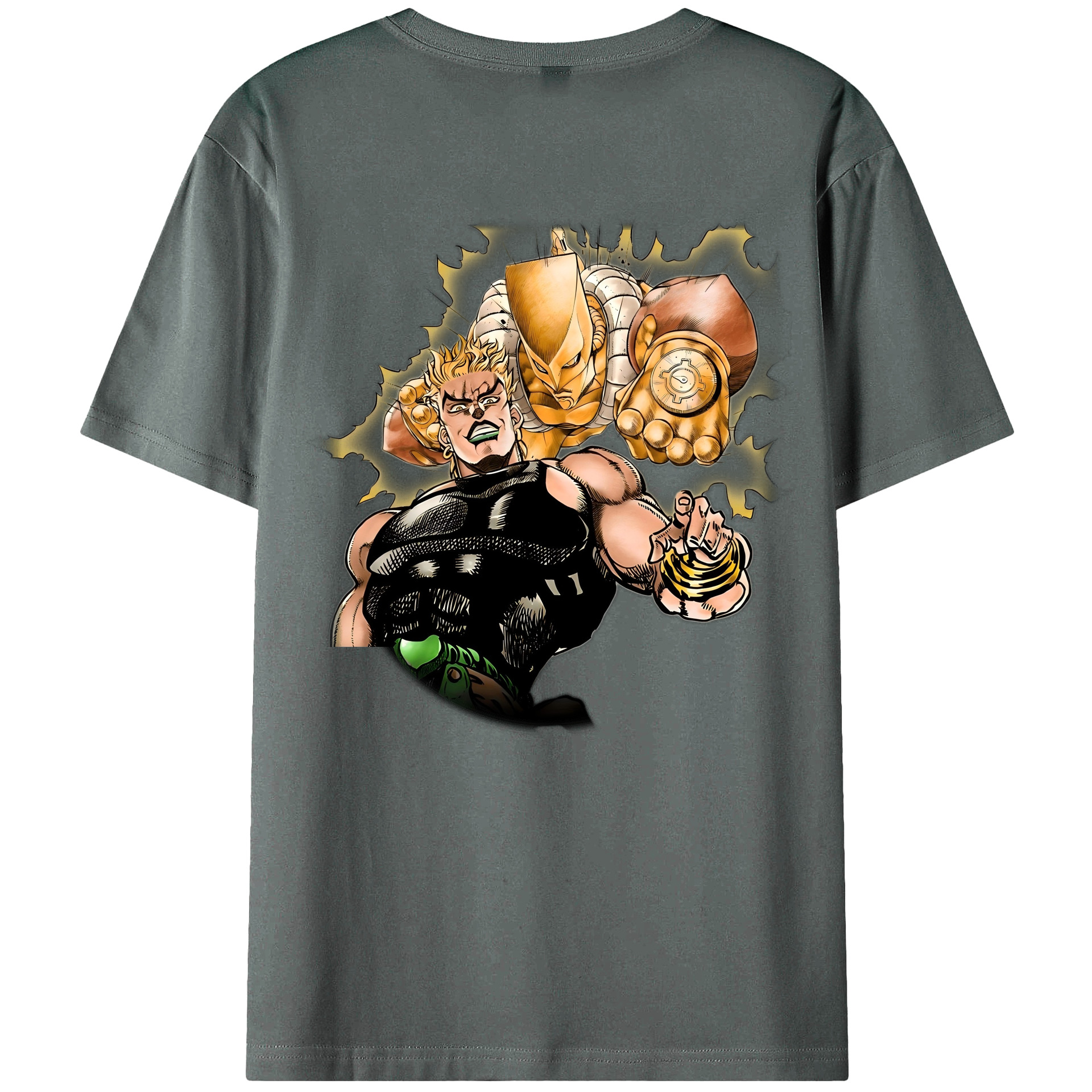 （画像用） ジョジョの奇妙な冒険 ディオ?ブランドー JoJo's Bizarre Adventure Dio Brando 綿100％ メンズ半袖Tシャツ（バックプリント） 通気性